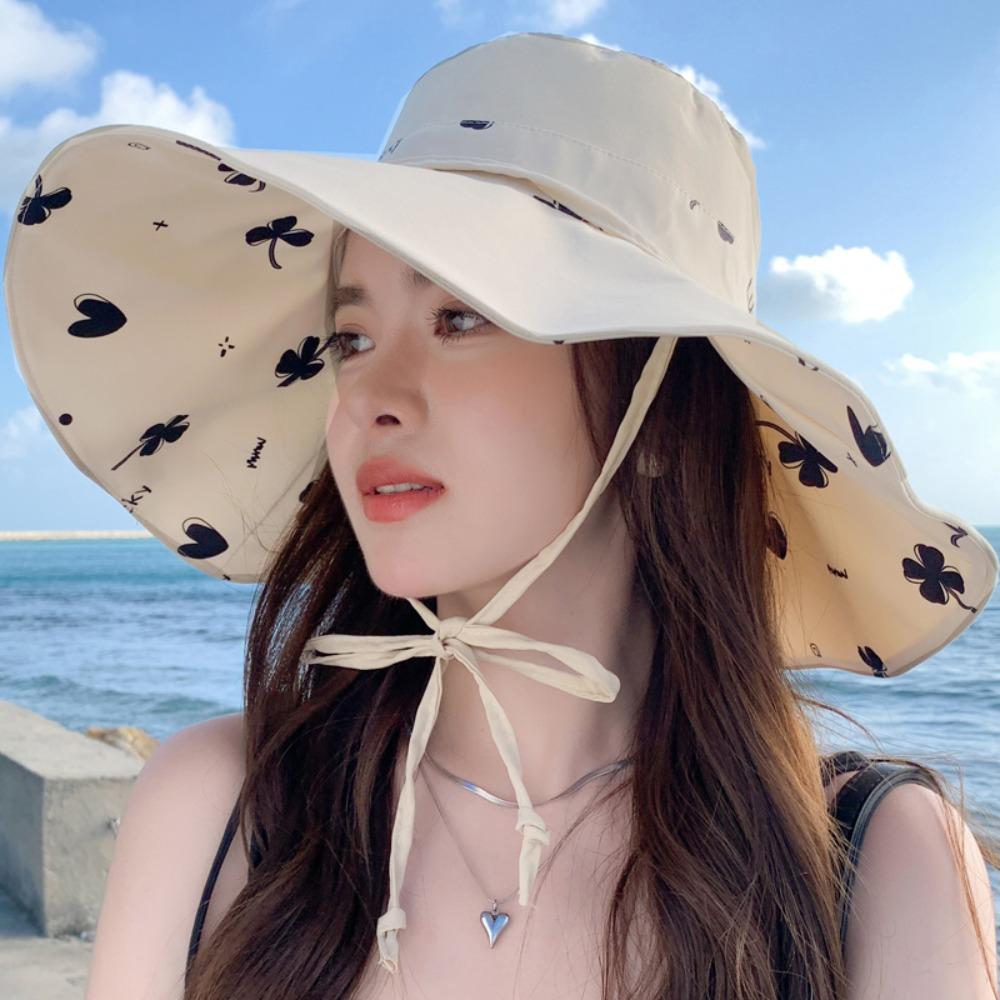 Sweet Wide Brim Sun Hat Anti-UV Sun Protection Cap Elegant Sunshade Fisherman Hat  Girls