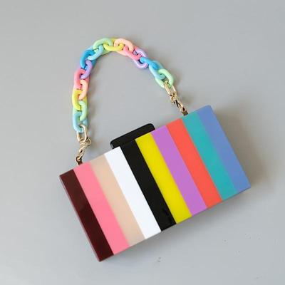 Nové trendy tašky Móda Ženy Kabelky Candy Pruhované Akrylové Luxusní Párty Ples Večerní kabelka Žena Neformální Svatební Box Peněženka