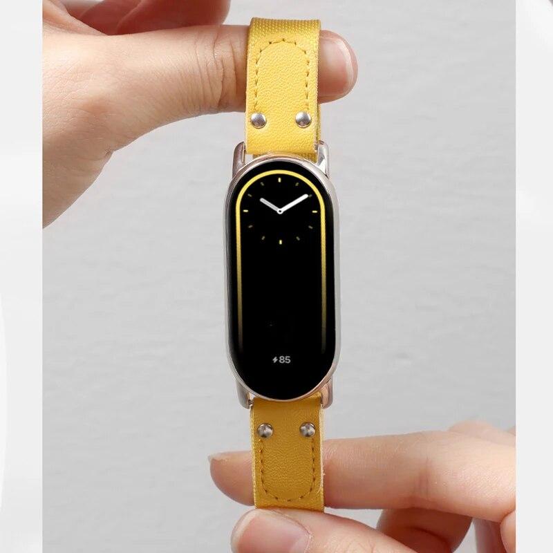 Strap for Xiaomi Band 8 Braided Bracelet Leather Nylon Watchband for Xiaomi Mi 8 Replacement Wristband Miband 8 Belt Accessories
