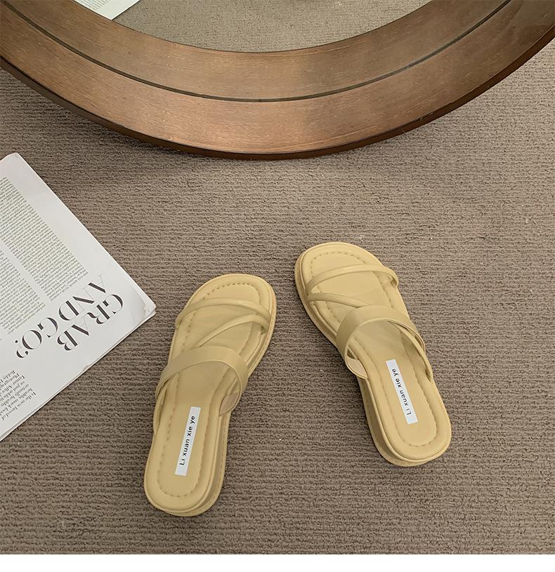Fashion Pull-toe Slippers Women To Wear Outside Summer New Square Toe  Slippers Wedges Thick Sole Sandals for Women Casual Flip Flops