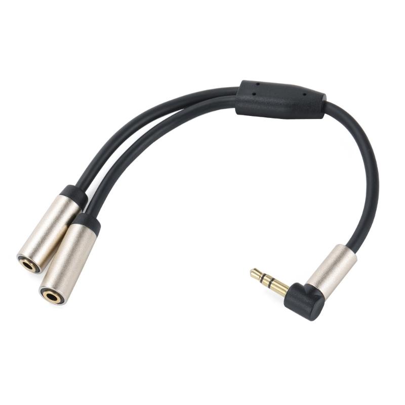 

Headphone Splitter,Right Angled Extension Cable 3.5mm Male To 2Ports 3.5mm Female Headset Splitter for Phone,PC 1