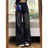 Women's Plus Size High Waist Black Wide Leg Jeans, American Style, Spring/Autumn 2024 Collection