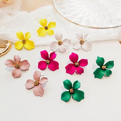 High Quality Gold Plated Custom Blanc Jardin Earring Jewelry Fashion Big Petal Flower Stud Earrings for Women
