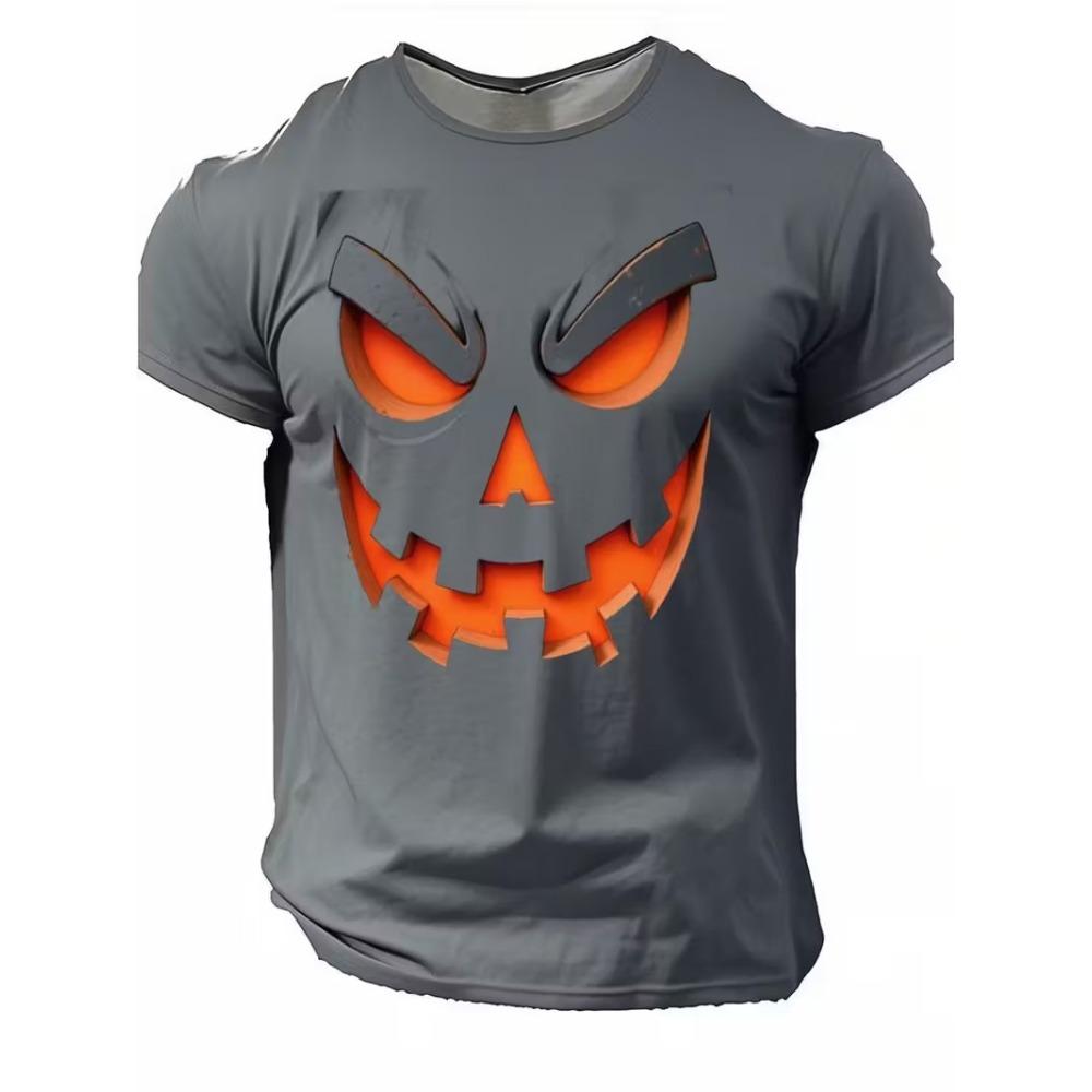 Fashion Halloween Men's T-shirts Clothing 2025 Crew Neck Short-sleeved Tee Funny Pumpkin 3D Printed Short Sleeve T-shirt For Men