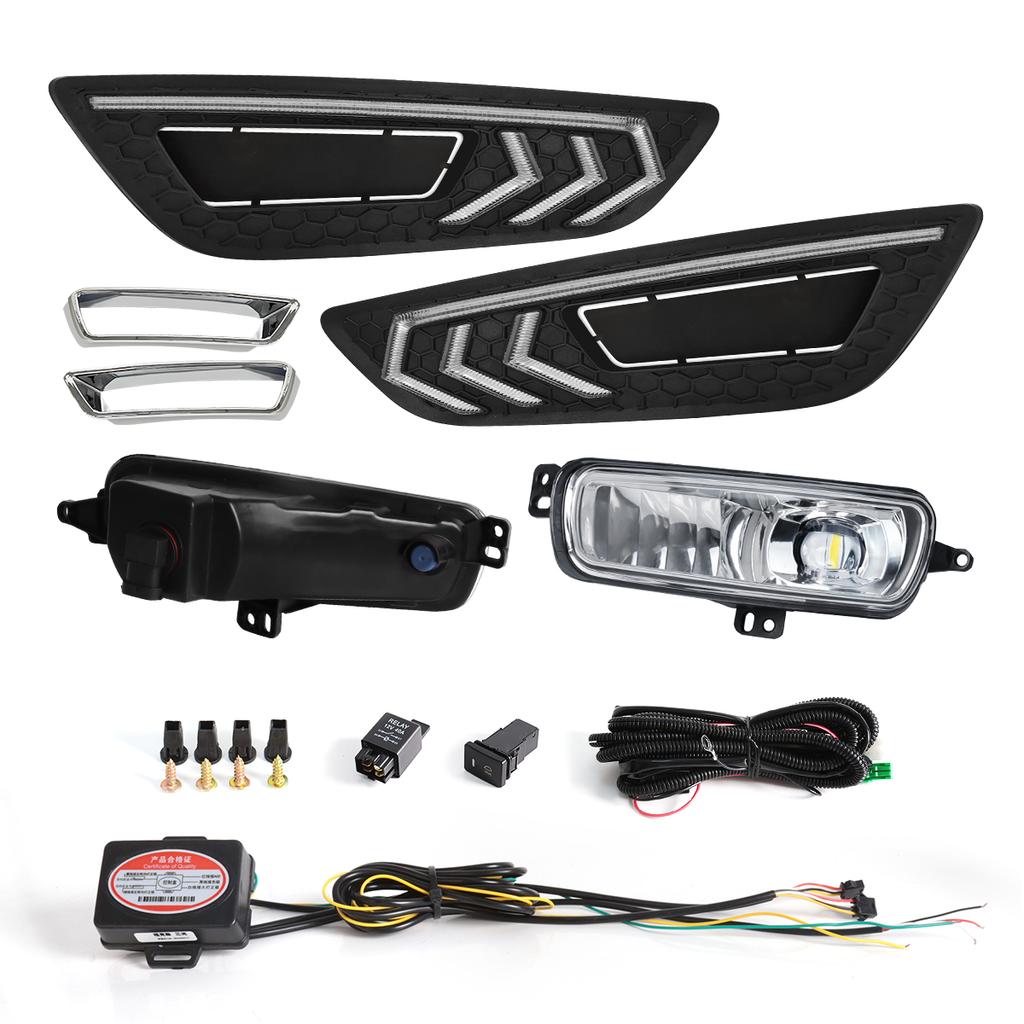 Für Ford Focus DRL Led Nebel Lampen Chrom Trim 2015 2016 2017 2018 Tagfahrlicht Dynamische Blinker Weiß Gelb Blau