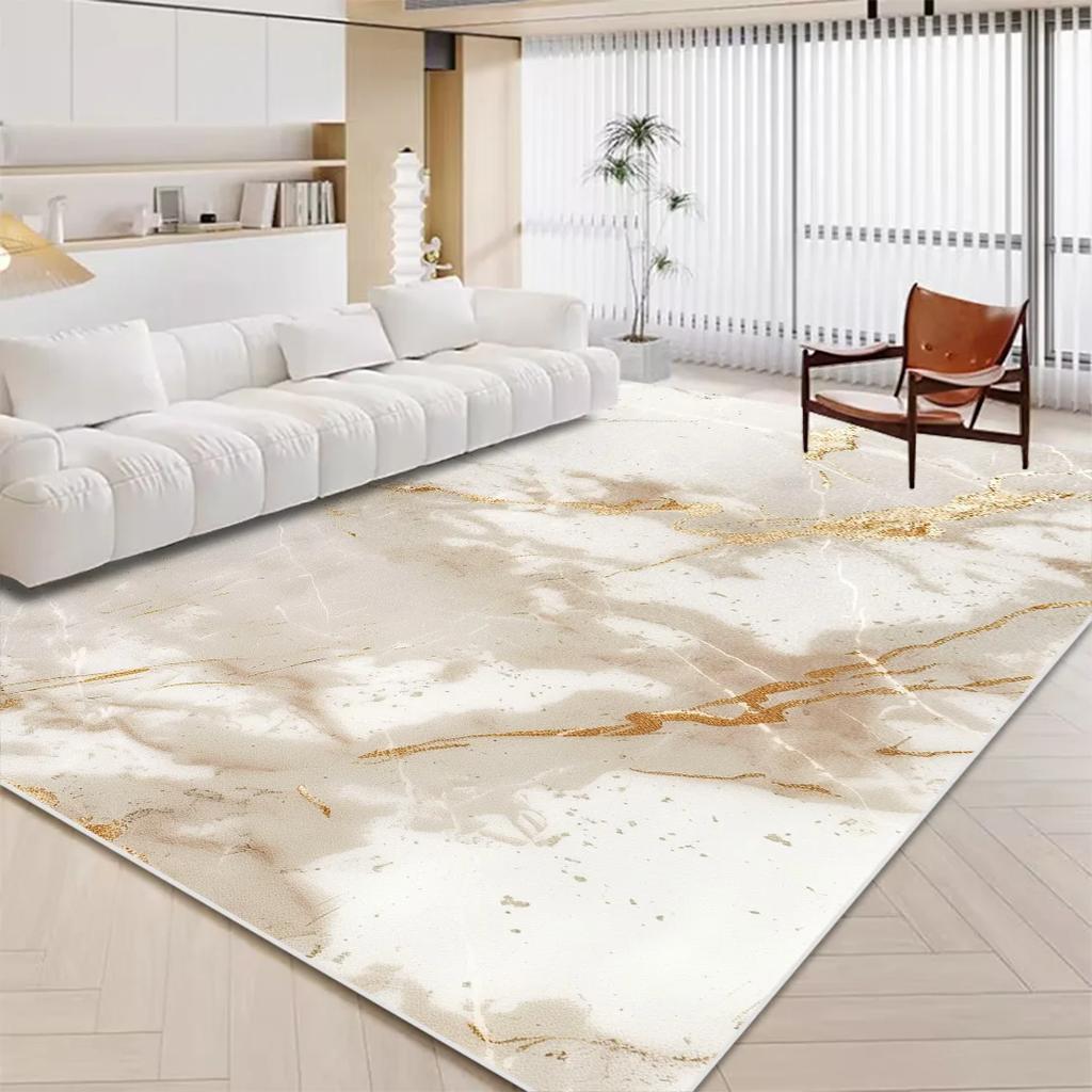 Luxury White Marble Carpet for Living Room Nordic Gold Decoration Home Tapis Non-slip Washable Rugs for Bedroom Ins Floor Mat