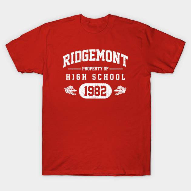 

Men Black Print T-shirt Ridgemont High School - 1982 No-Cut Transfer Paper Print Cotton Tshirt M червоний
