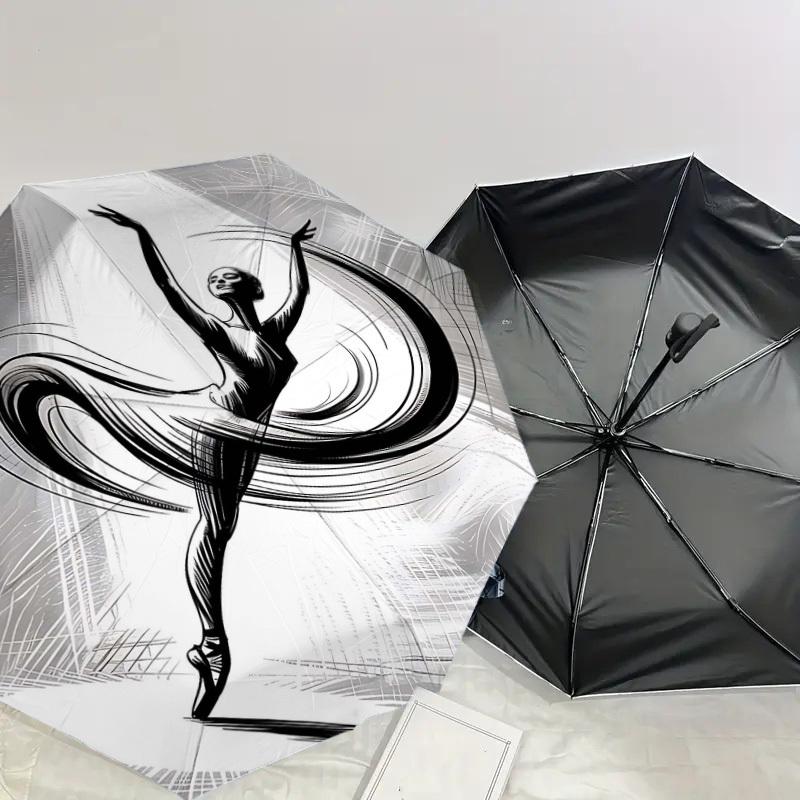 1PC Ballet Dancer Umbrella-8-Rib Reinforced, Automatic Open, Lightweight & Durable, Cute Fashion Accessory for Outdoor-Y0319