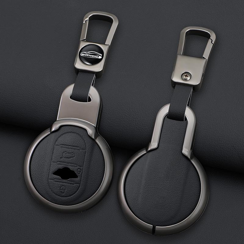For Bmw Mini Cooper One Fun F54 F55 F56 R56 R57 R58 R59 R60 R61 Car Zinc Alloy Leather Key Case Holder Cover Keychain Accessorie