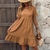 Women's Solid Color Summer Skirt Loose Casual Short Sleeve High Waist Dress