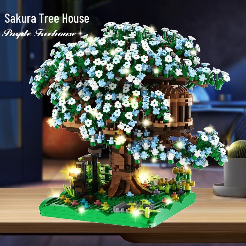 Compatible Purple Cherry Blossom Tree House for Lego with Castle Bouquet, Assembly Toys for Kids, Gift & Exquisite Ornament