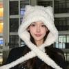 Korean Style Ear Protection Hat Cartoon Plush Earmuffs Cap Women Fluffy Hat  Autumn and Winter