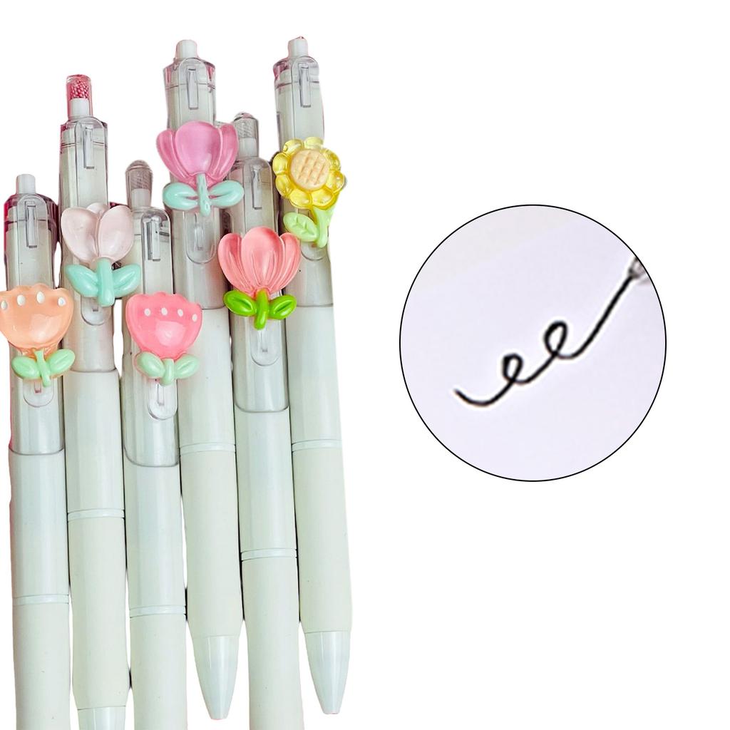 6Pcs Retractable Gel Pen 0.5mm Office Signing Pen Ergonomic Grip Gel Pen Smooth To Write for Student Writing Drawing