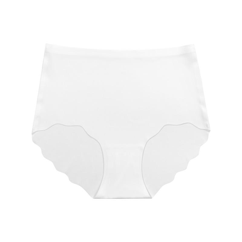 Sexy High-waisted Plus-size Tummy Control Women's Briefs with A Fashion Wavy Lace Trim Seamless Yoga Panties