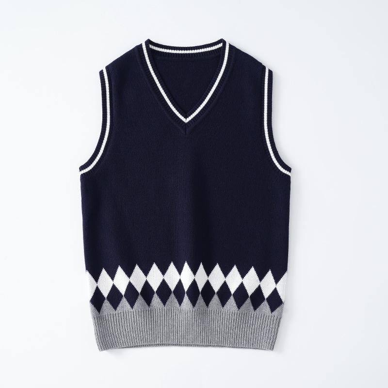 Teen Westen Kinder Strickweste Jungen & Mädchen Schuluniform Pulloverweste 100% Baumwolle V-Ausschnitt Pullover Preppy Stil Kinder Tops