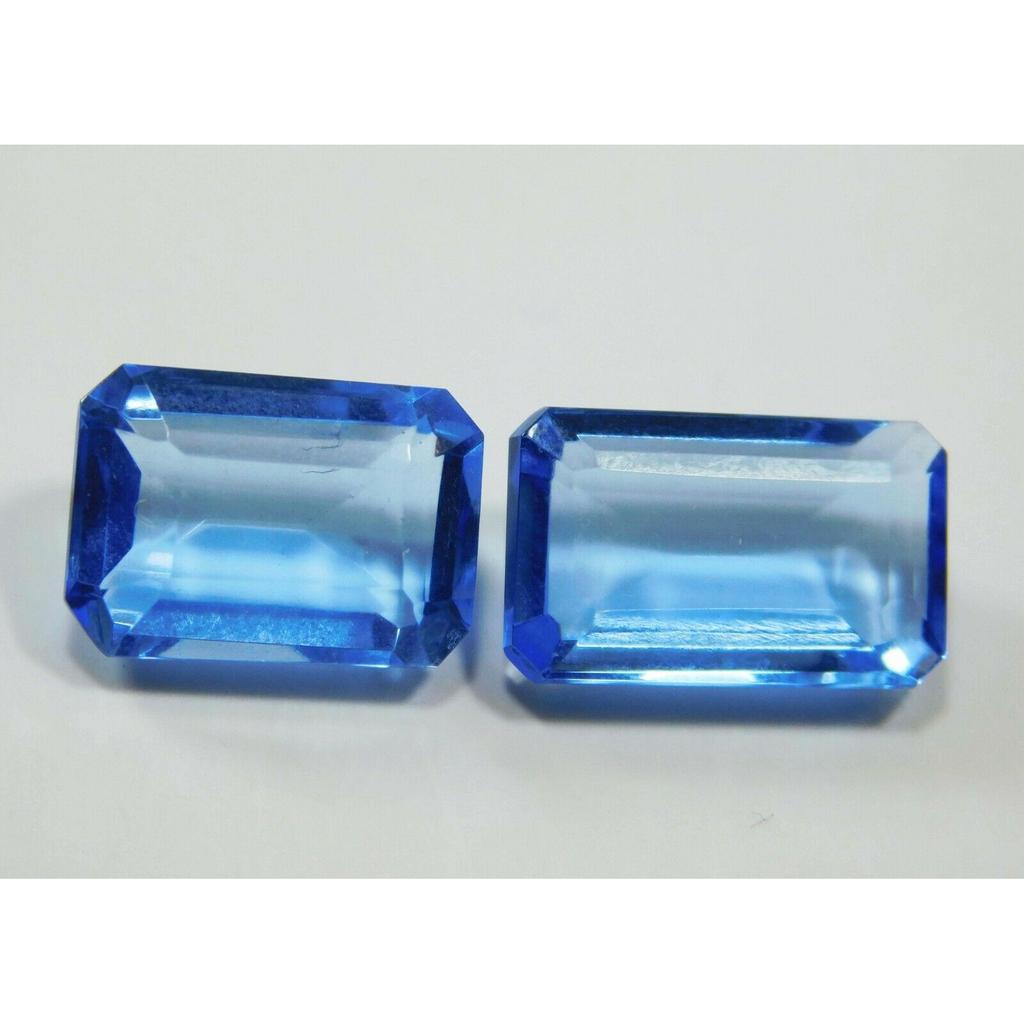 Natural Blue Tanzanite Loose Gemstone Emerald Cut 14.30 Ct Pair for Jewelry Making and Crafts