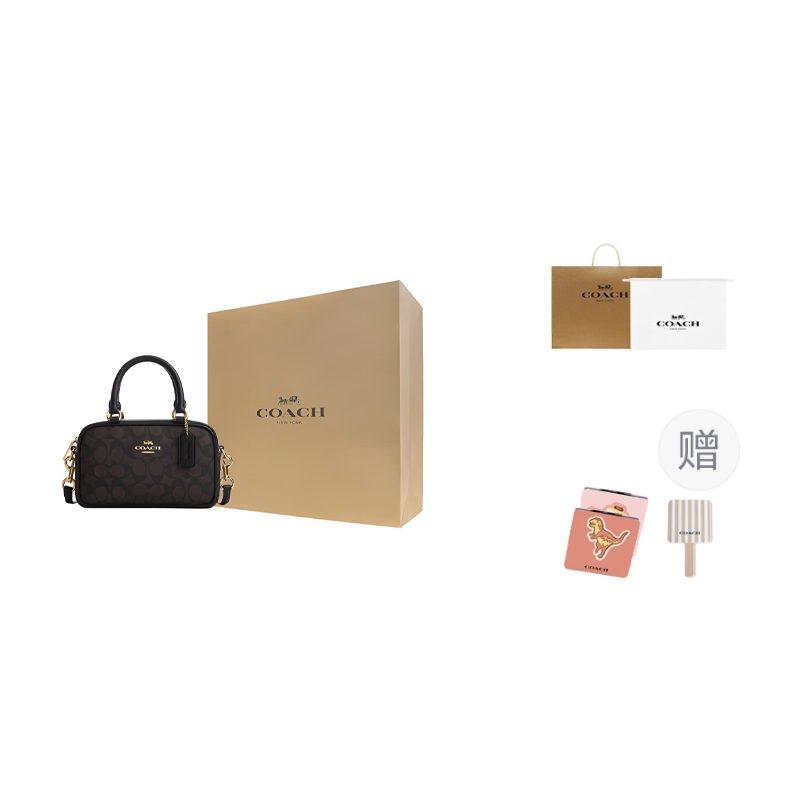 COACH SATCHEL Coated Canvas Shoulder Bag, Crossbody Bag, Handbag Small Women's Dark Brown CW197-IMXAQ