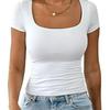 Women's 2025 Summer U-Neck Slim Casual T-Shirt - Short Sleeve Fashion Pullover