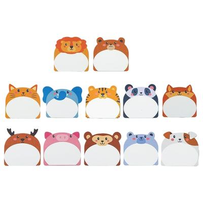 12 Pcs Cartoon Animal Note Pad Adhesive Sticking Note Aesthetic Memos Pad Simple Sticking Note School Office Supplies