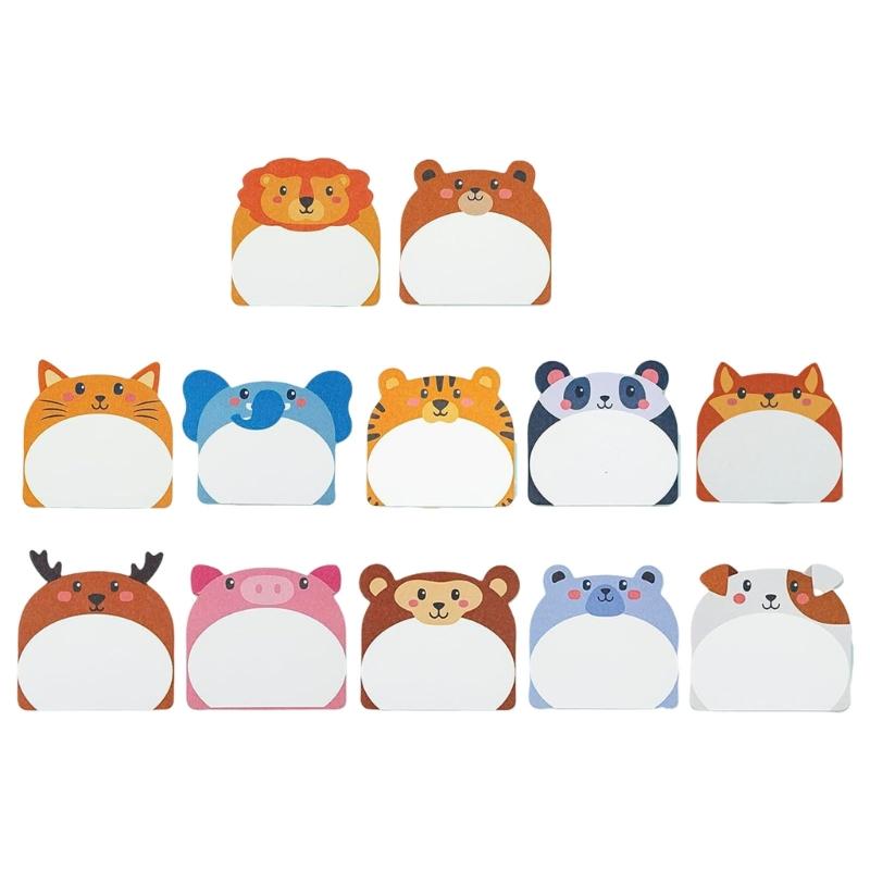 12 Pcs Cartoon Animal Note Pad Adhesive Sticking Note Aesthetic Memos Pad Simple Sticking Note School Office Supplies 1