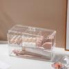 Yousheng Acryl-Aufbewahrungsbox Badezimmer-Organizer Große Kapazität Mehrere Fächer Staubdicht Transparent Baumwollkugel Wattestäbchen Aufbewahrungsbox