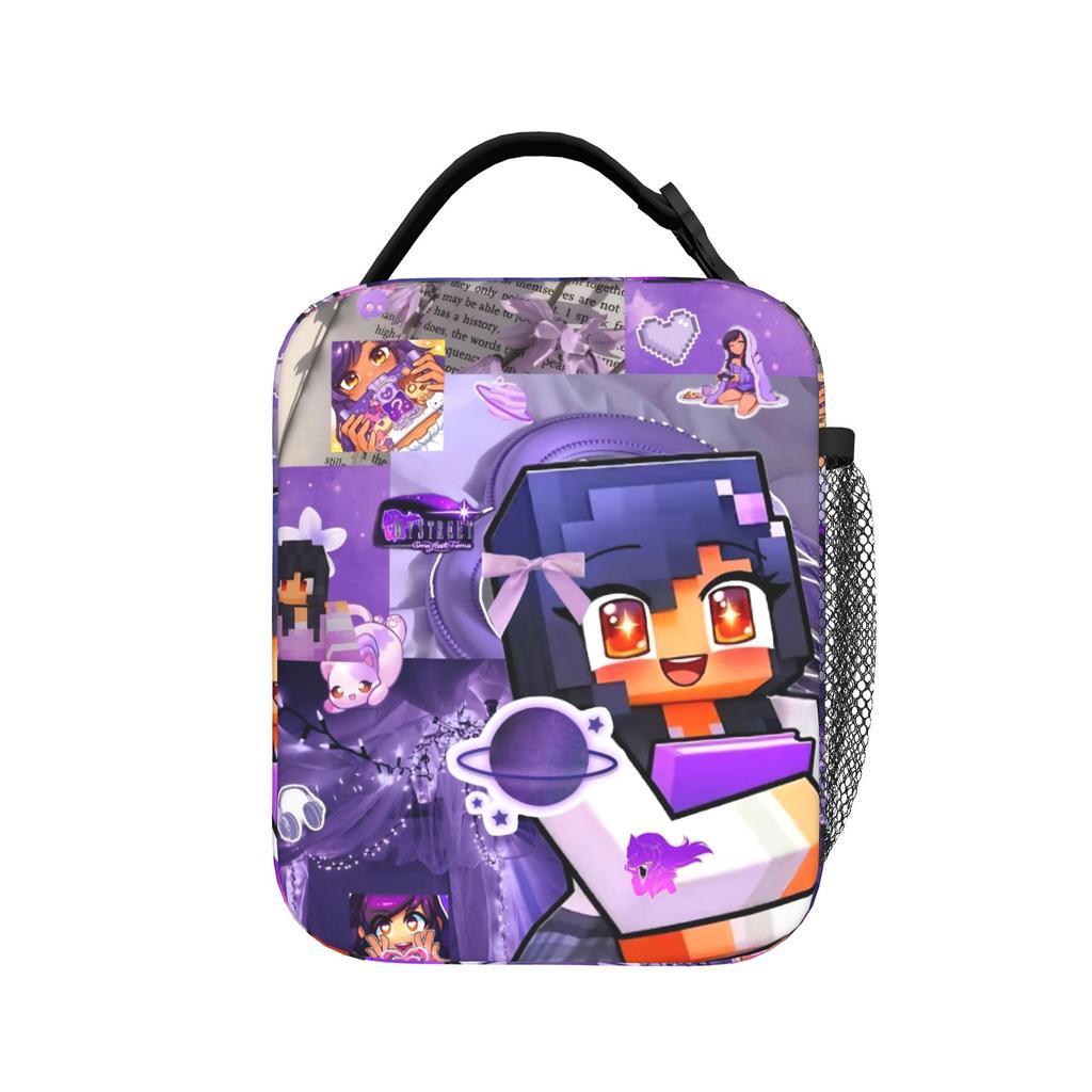 A-Aphmau Cartoon Insulated Lunch Bag for Men Women Food Bag Portable Cooler Thermal Lunch Boxes For School Office