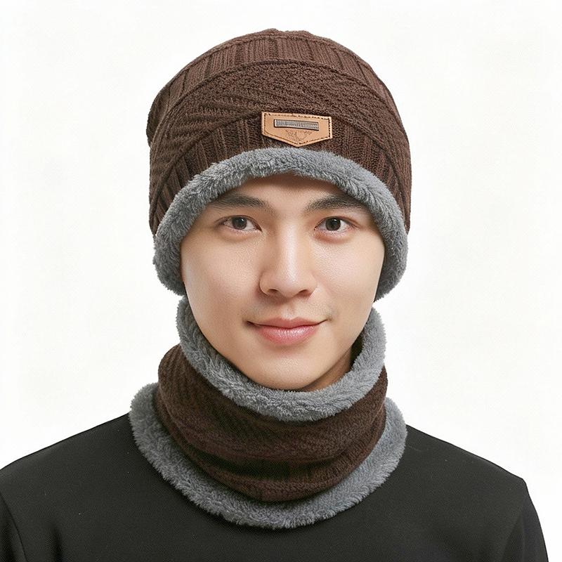 Winter Warm Knitted Hats Scarf Set Warm Beanies Wool Knit Caps Men Women Outdoor Cycling Ski Cold Protection Neck Mask Hat