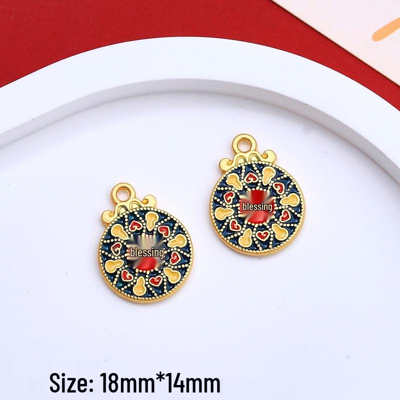 Chinese Style Wealth & Treasures Pendant: Alloy Enamel DIY for Bracelets & Necklaces - New Year Gift