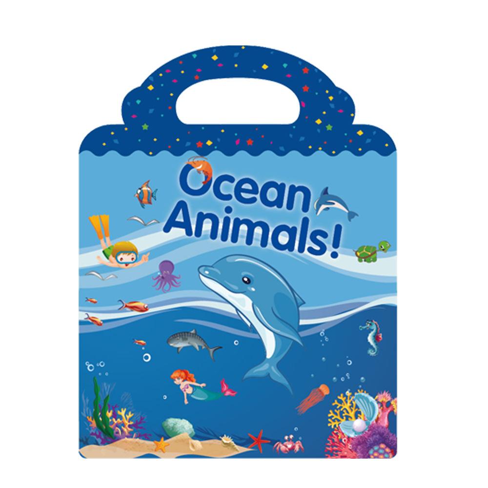Children Cartoon Funny Animal Insect Ocean Learning Cognition Scene Stickers DIY Hand-on Sticker Book Educational Toys