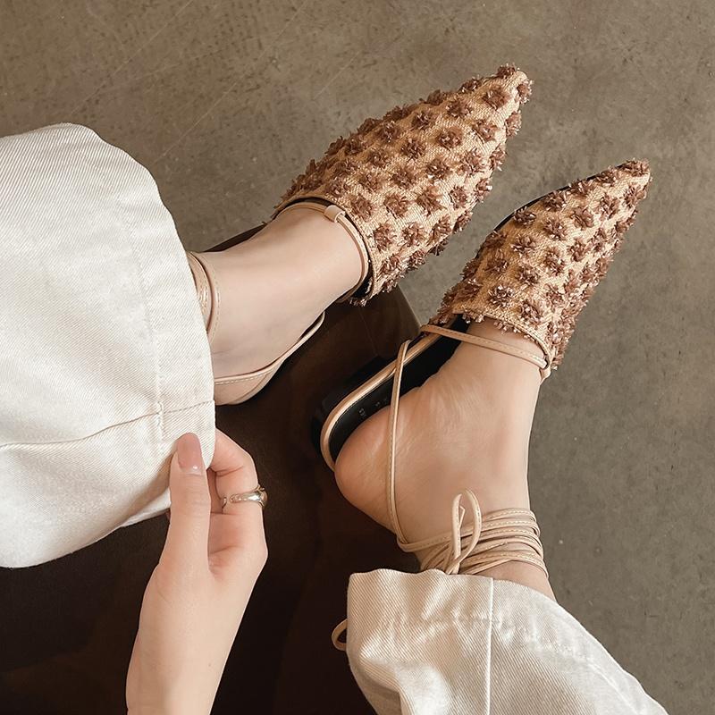 Fashion Women Shoes 2025 Newest Genuine Leather Ankle Strap Sandals Flats Heels Summer Daily Casual Comfort Shoes Woman Mules Sandals