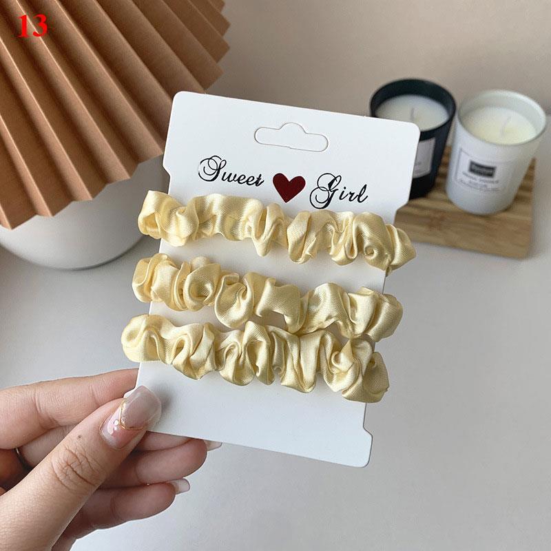 Fashion 3PCS/Set Satin Silky Scrunchies Hair Rope Luxury Solid Color Elastic Hair Bands Women Hair Accessories Headwear