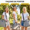 Dog Carrier Bag with Pockets, 2 Food Bags, Bowl, 38 x 17 x 35 cm, Light Grey