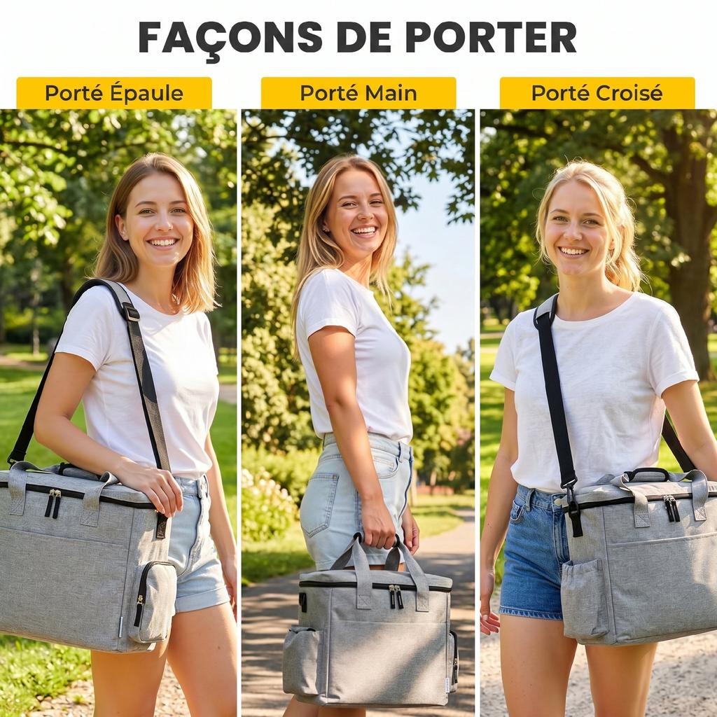 Dog Carrier Bag with Pockets, 2 Food Bags, Bowl, 38 x 17 x 35 cm, Light Grey