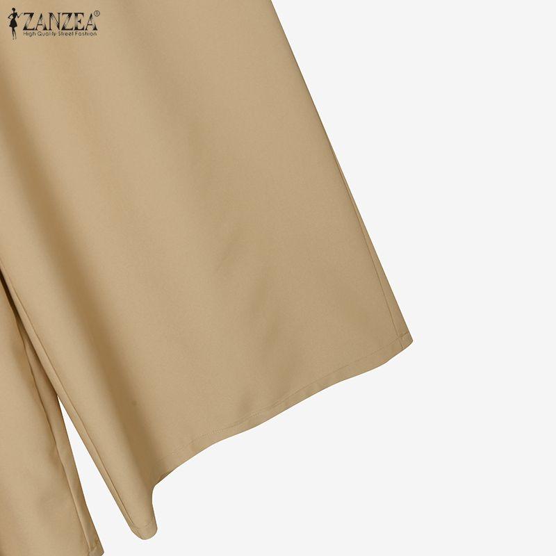 ZANZEA Women Elegant Long Blouse With Elastic Waist Long Pants Casual Two Piece Suit Sets