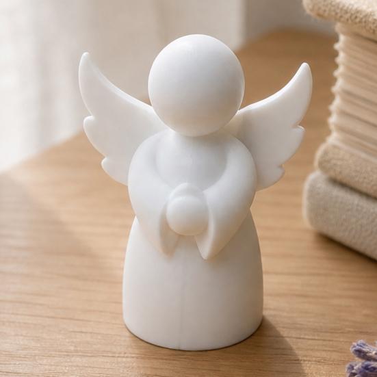 Yousheng 3D Printed Angel Figurine, Little White Guardian Angel Statue, Healing Winged Angel Figure for Home Desktop Shelf