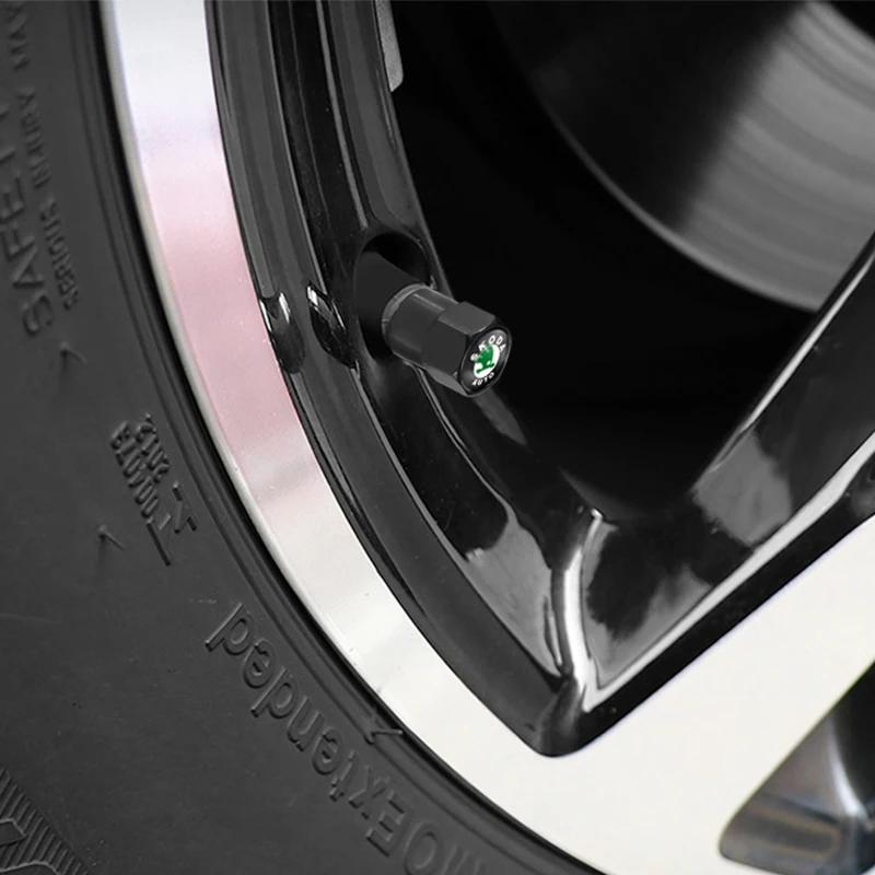 2025 Hot 4Pcs Metal Car Wheel Tire Valve Caps Covers Auto Accessories For Skoda Octavia Fabia Superb Yeti Rapid Kodiaq Kamiq Kar