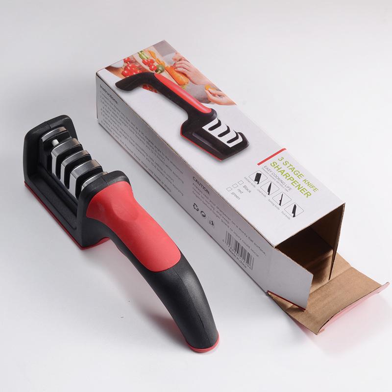 Four-Stage Multifunctional Knife Sharpener with Stone Rod for Household Use