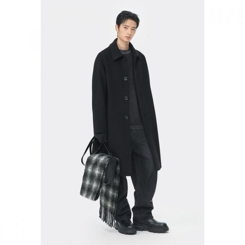 CuStomellow Men S Black caShmere Blended Balmacaan Coat Cwcaw25611bkx