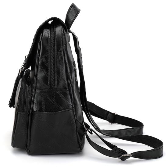 Unisex Retro Backpack Faux Leather Waterproof Schoolbag Anti-Theft Multi-Pocket Backpack for Street Travel College Students