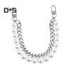Bag Chain Replacement Handles with Clips Double-layered Faux Pearl Thick Chain Shoulder Bag Decoration Strap Detachable Handbag DIY Chain Craft