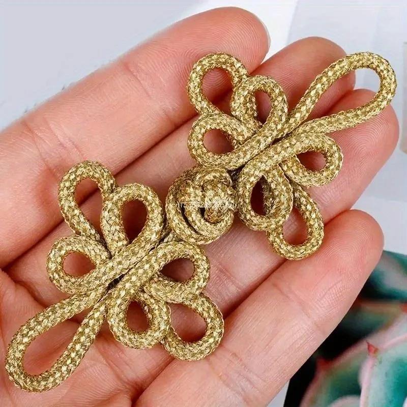 6 Pcs Gold Wire Chinese Cheongsam Button Dragonfly Knot Fastener Closures.