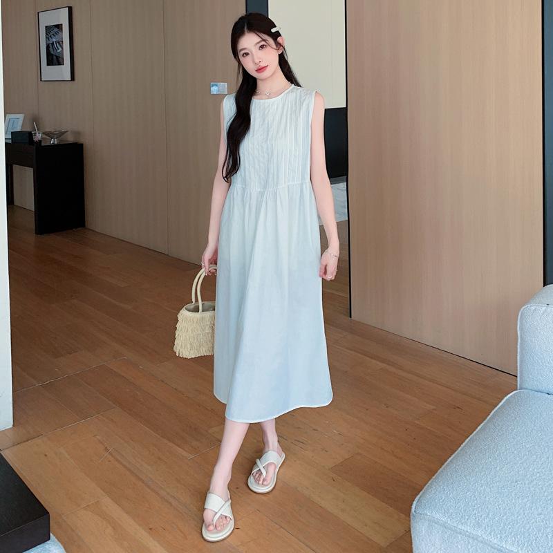 2026 Summer Korean Style Loose Fit Sleeveless Maternity Dress