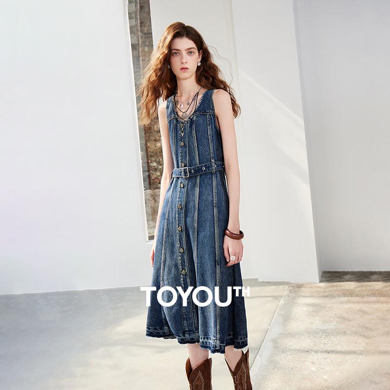 Chuyu Women s Sleeveless Lyocell Denim Midi Dress M