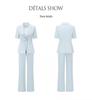 Summer Professional Blue Lightweight Chinese Style Suit Set: Skin-Friendly Formal Workwear Pants Suit