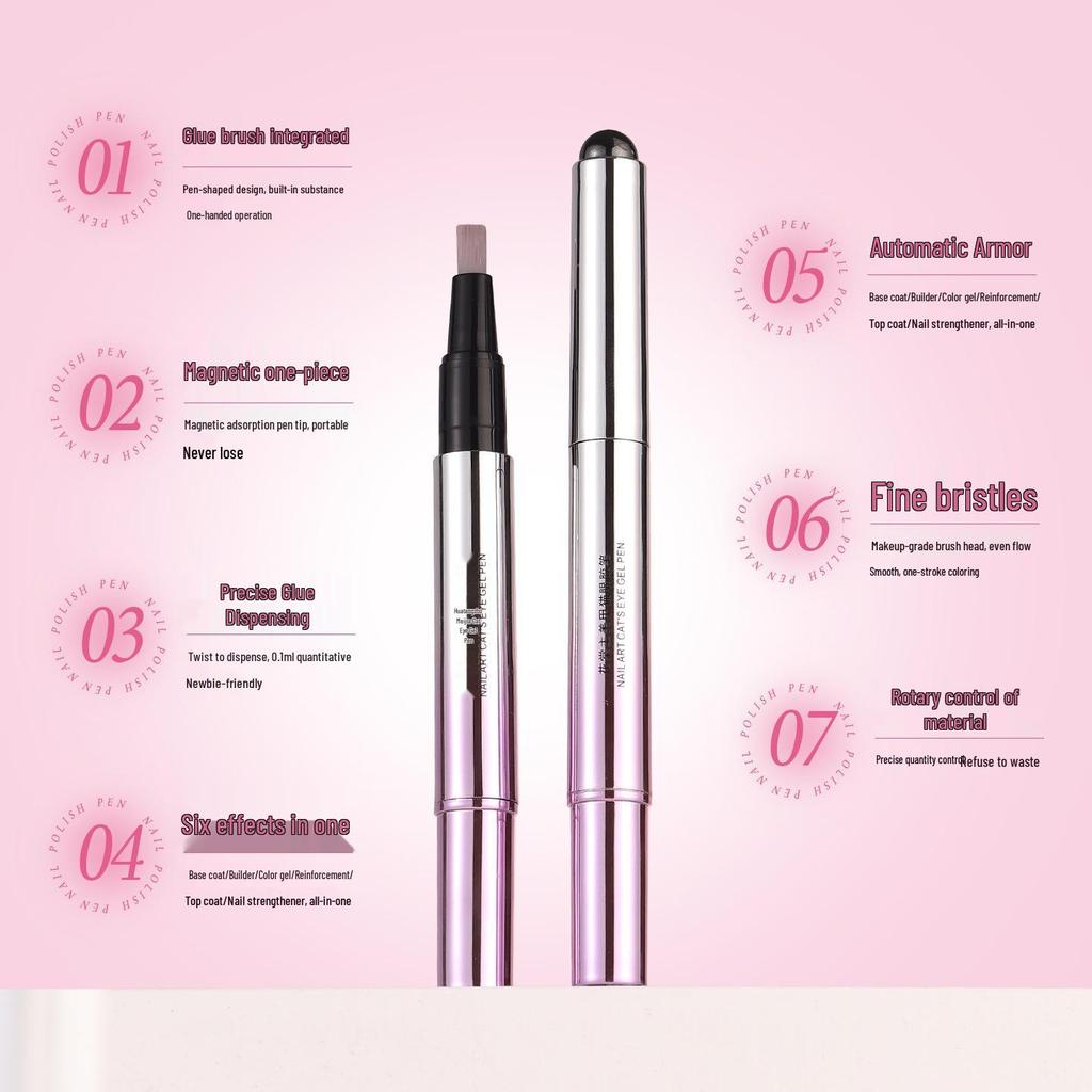 Hua Tang Six-in-One Cat Eye Magnet Gel Pen & Sealer for Nail Art