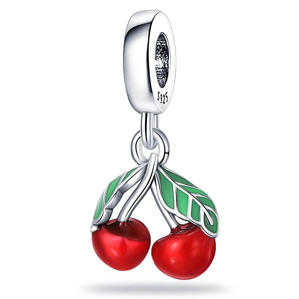925 Silver Strawberry Cherry Charm Beads for 3mm Bracelets Necklace DIY Jewelry Fine Gifts Birthday Present