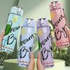 1PC Dream Big Text Slogan Print 750ml Color Plastic Sports Water Bottle Leakproof Flip Straw Lid Suitable for Sports Office Home Use