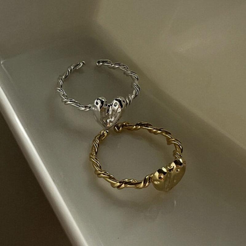 mosxe [925silver] Touch heart ring (2color)