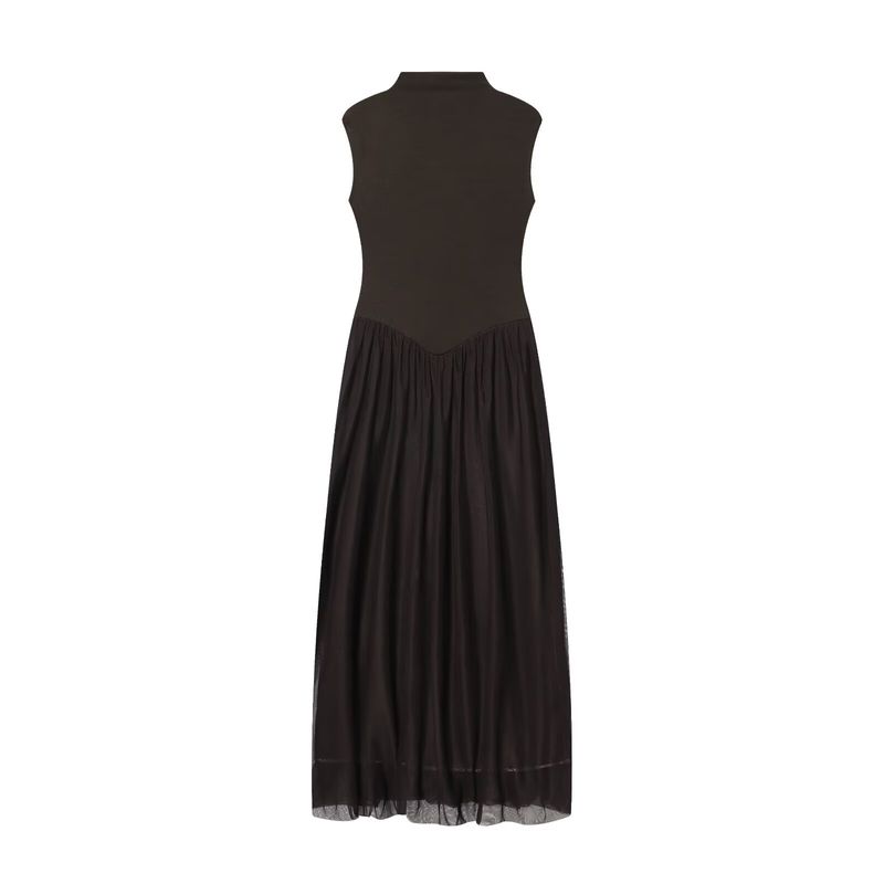 Za Foreign Trade New Women Clothes ZR Western Style Fashion Design Silk Net Patchwork Long Dress 5584807