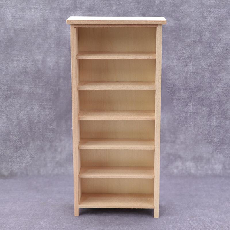 

1:12 Миниатюрный кукольный домик Неокрашенный деревянный вертикальный книжный шкаф Модель